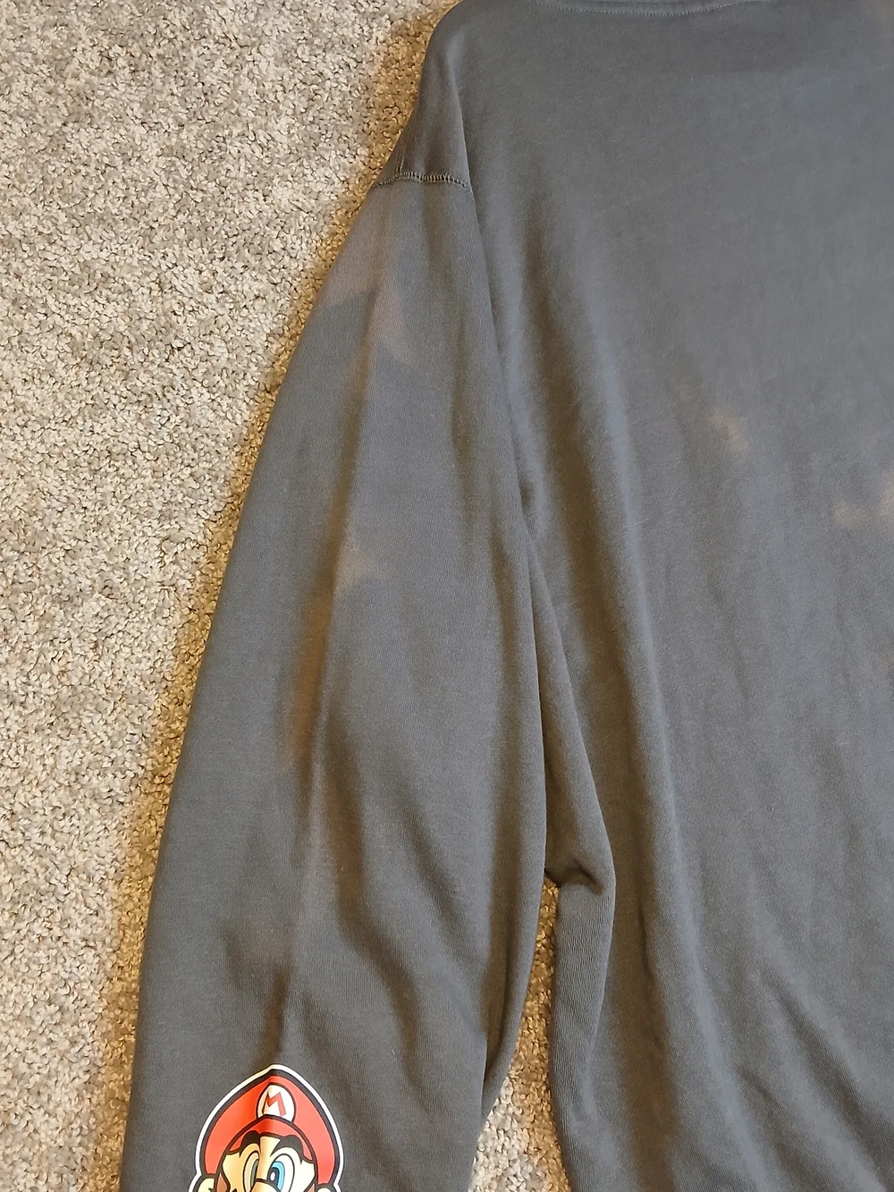 Super Mario Graphic Hoodie - Gray - New w/ Imperfections - See Description